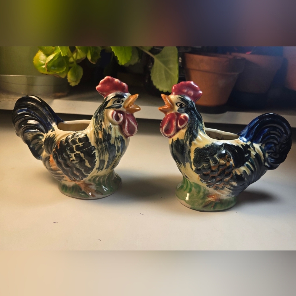 Chicken Ceramic Holder / Planter / Container Set